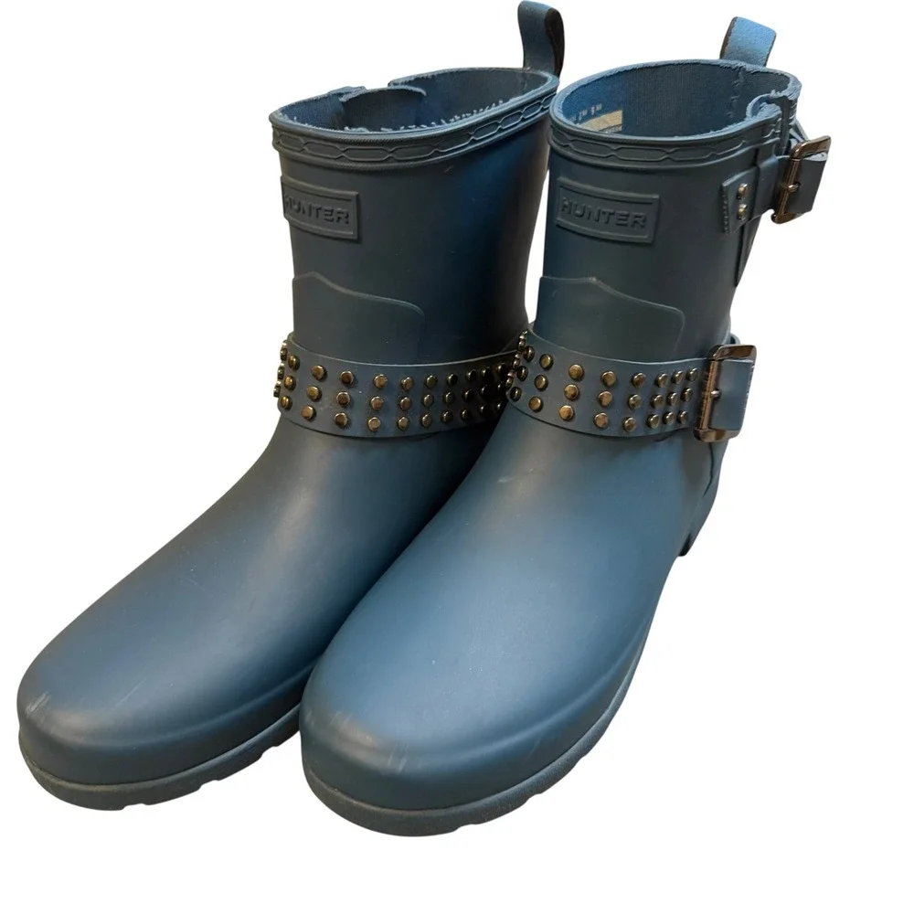 HUNTER Original Studded Short Rain Boots‎ Blue Size 7